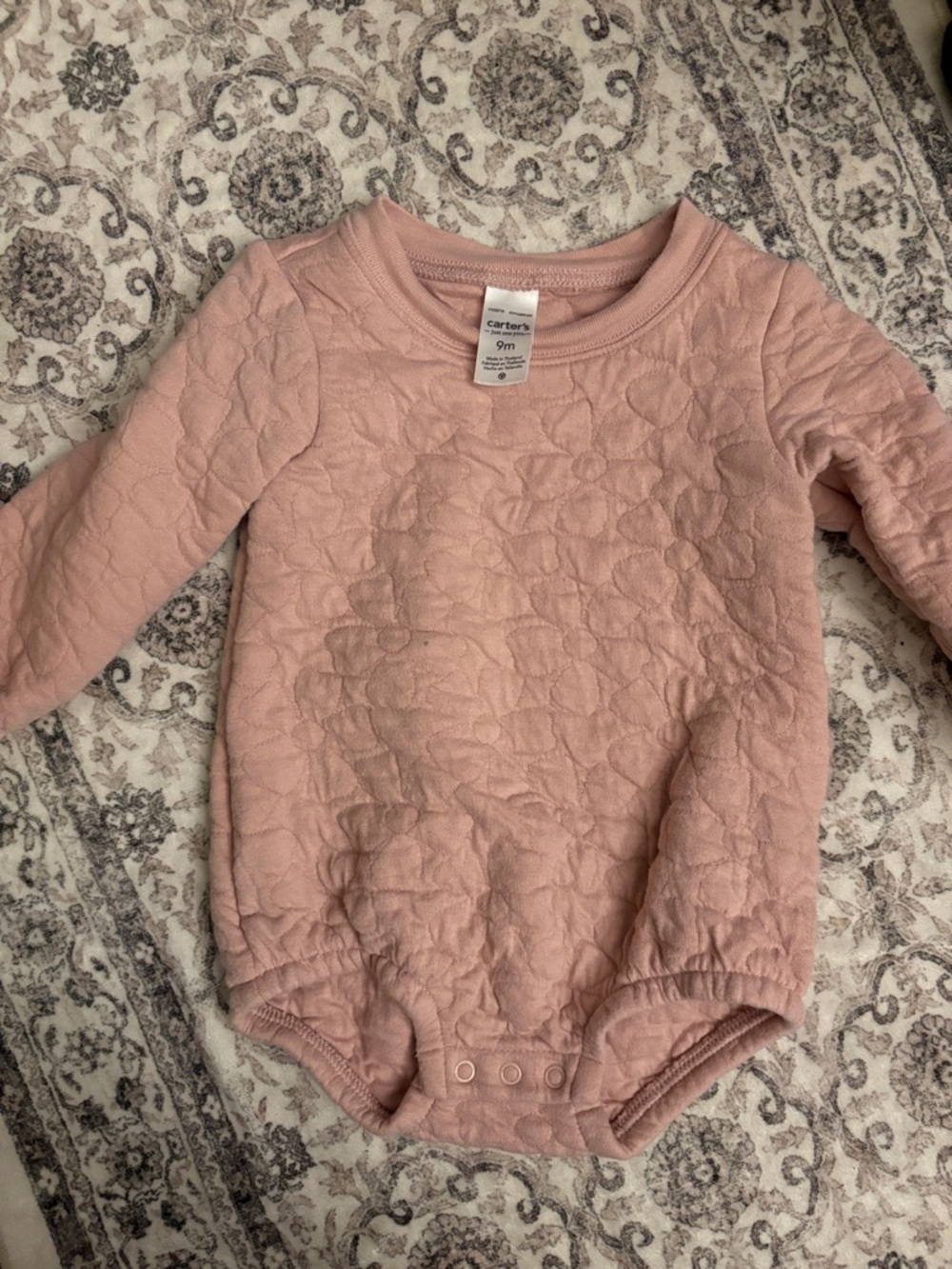 Carter's Dusty Pink Quilted Long-Sleeve Baby Bodysuit